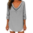 thumbnail image 1 of zbxnLI Womens Cotton Linen Blouses Cowl Neck Long Sleeve Dressy Shirts Casual Fashion Loose Tops, 1 of 6