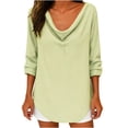 thumbnail image 1 of zbxnLI Womens Cotton Linen Blouses Cowl Neck Long Sleeve Dressy Shirts Casual Fashion Loose Tops, 1 of 6