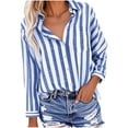 thumbnail image 1 of zbxnLI Womens Cotton Linen Shirts Striped Button down Shirts Long Sleeve Collared Lightweight Blouse Tops, 1 of 5