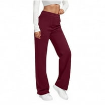 zbxnLI Womens Dress Pants Business Casual Work Pants with Pockets Pull on High Waist Straight Leg Pants