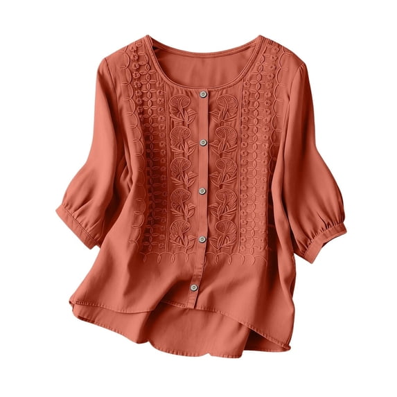 zbxnLI Womens Fashion Boho Shirt Button down Cotton Linen Vacation Blouse Top for Women Loose Short Sleeve Tops