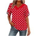 thumbnail image 1 of zbxnLI Womens Fashion Cute Shirt Top V Neck Summer Puff Short Sleeve Outfits Comfort Casual Loose Tops for Women, 1 of 7