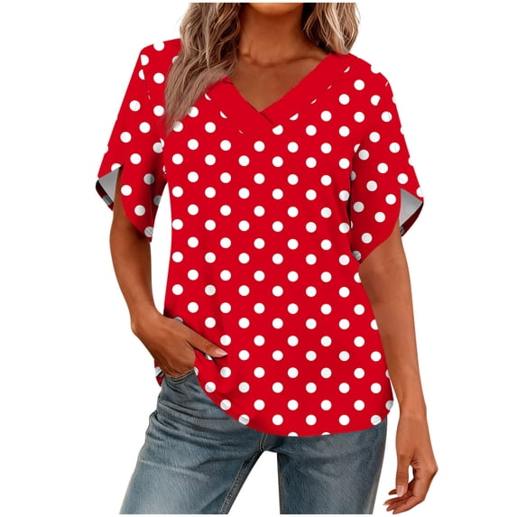 zbxnLI Womens Fashion Cute Shirt Top V Neck Summer Puff Short Sleeve Outfits Comfort Casual Loose Tops for Women