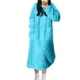 thumbnail image 1 of zbxnLI Womens Fleece Nightgowns Sherpa Pajama Dress Long Sleeve Winter Night Dress Loungewear with Pockets, 1 of 5