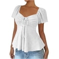thumbnail image 1 of zbxnLI Womens Front Knotted Top Blouse Fashion Short Sleeve Tunic Shirt Tops Summer Solid Color Outfits for Women, 1 of 7