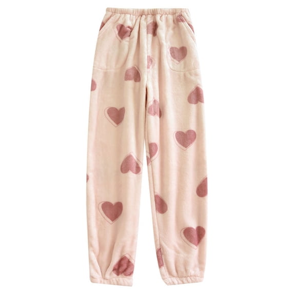 zbxnLI Womens Fuzzy Pajama Pants Graphic Lounge Comfy Soft Warm Pant Pjs Bottoms Sleepwear with Pockets Home Clothes