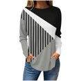 thumbnail image 1 of zbxnLI Womens Long Sleeve Shirts Crew Neck Color Block Tunic Blouses Tops Fall Casual Loose Pullover Clothes, 1 of 5