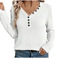 thumbnail image 1 of zbxnLI Womens Long Sleeve Shirts V Neck Button Casual Dressy Blouses Fall Winter Basic Tee Tunic Tops, 1 of 2