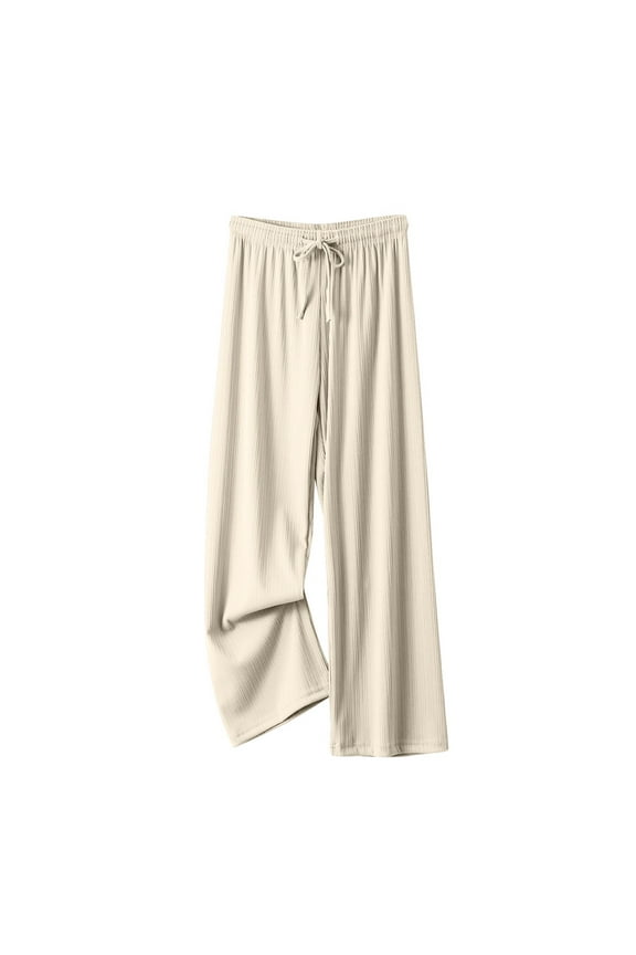 Womens Lounge Pants Elastic High Waist Wide Leg Pants for Women Casual Summer Flowy Pants