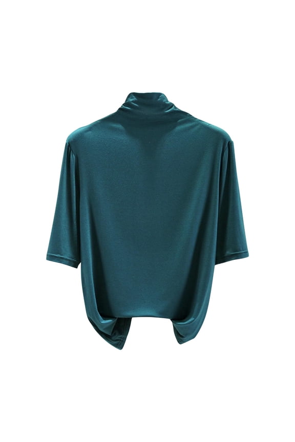 Womens Mock Neck Blouses Comfortable Short Sleeve Soft Shirts Tops Basic Summer Casual Top for Women