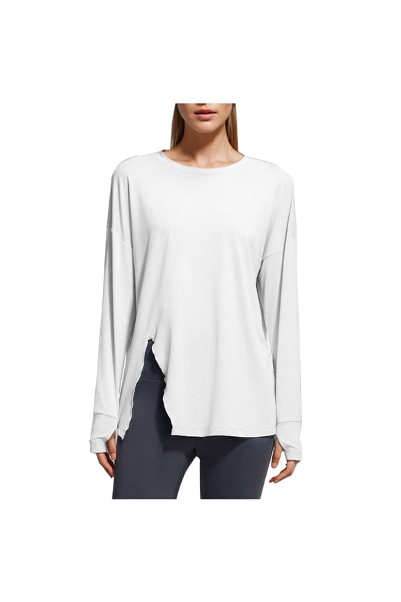 Womens Oversized Side Split Shirts Long Sleeve Pullover Casual Loose Tunic Tops for Women Fashion Shirt