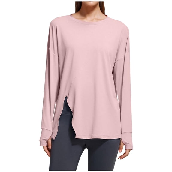 zbxnLI Womens Oversized Side Split Shirts Long Sleeve Pullover Casual Loose Tunic Tops for Women Fashion Shirt
