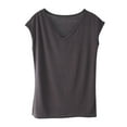 thumbnail image 1 of zbxnLI Womens Pajama Tops Solid Color Lightweight Short Sleeve Sleep Tops Soft Sleepwear Basic T-Shirts, 1 of 4
