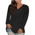 thumbnail image 1 of zbxnLI Womens Plus Size Tops Long Sleeve T Shirts Casual V Neck Plain Basic Tees Loose Tunic Blouses, 1 of 8