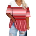 thumbnail image 1 of zbxnLI Womens Plus Size Tops V Neck Oversized Striped Short Sleeve T Shirts Summer Casual Trendy Tee Top XL-5XL, 1 of 4