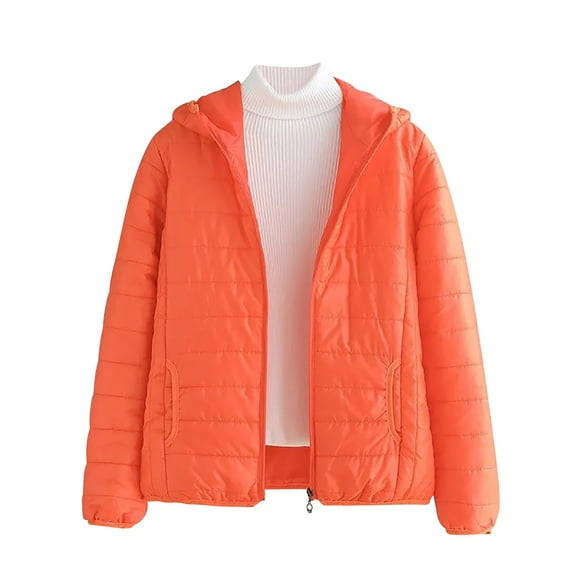 zbxnLI Womens Puffer Coat Lightweight Hooded Zip up Quilted Jacket Fall Winter Outerwear with Pockets
