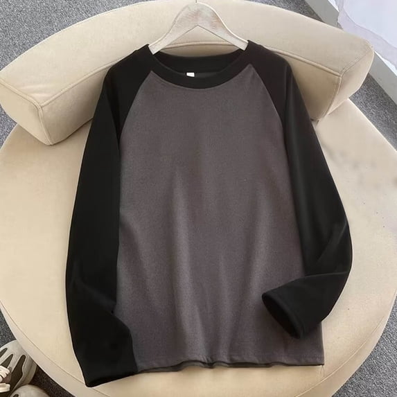 zbxnLI Womens Shirts Crew Neck Long Sleeve Color Block Shirt Baseball Fashion Tops Casual Clothing Shirts