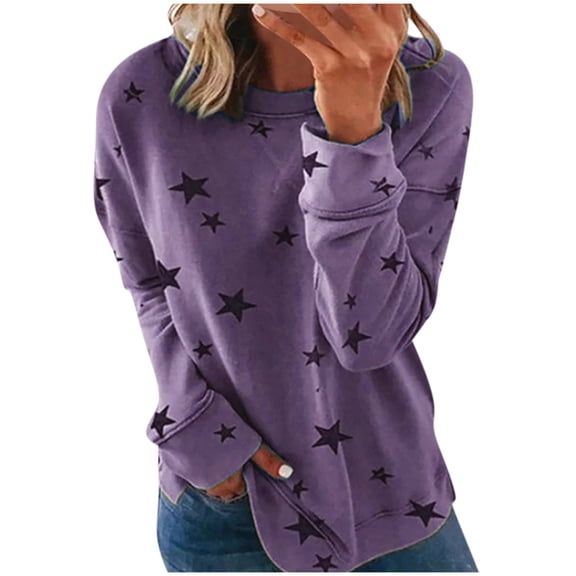 zbxnLI Womens Soft Crew Neck Sweaters Graphic Long Sleeve Pullover Casual Loose Basic Shirts for Women Oversized Tops