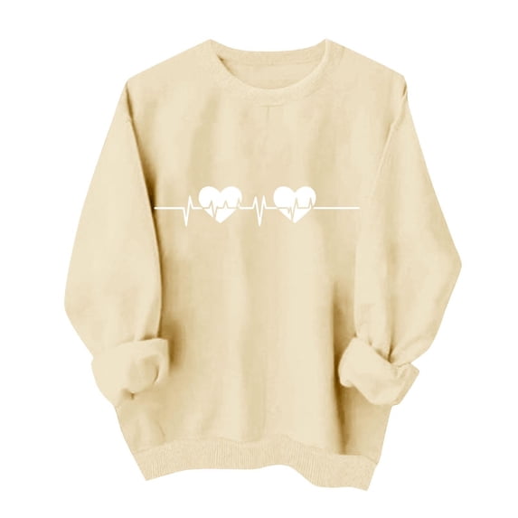 zbxnLI Womens Spring Sweatshirts Crew Neck Pullover Top Valentine's Day Tops Long Sleeve Sweatshirt Fashion Outfits