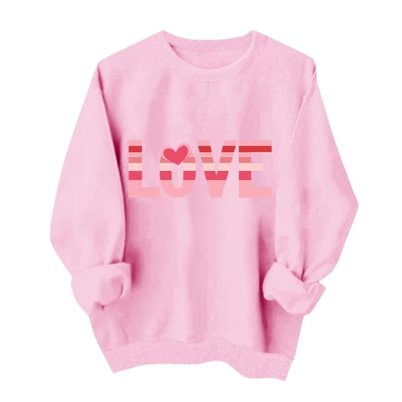 zbxnLI Womens Spring Sweatshirts Crew Neck Pullover Top Valentine's Day Tops Long Sleeve Sweatshirt Fashion Outfits