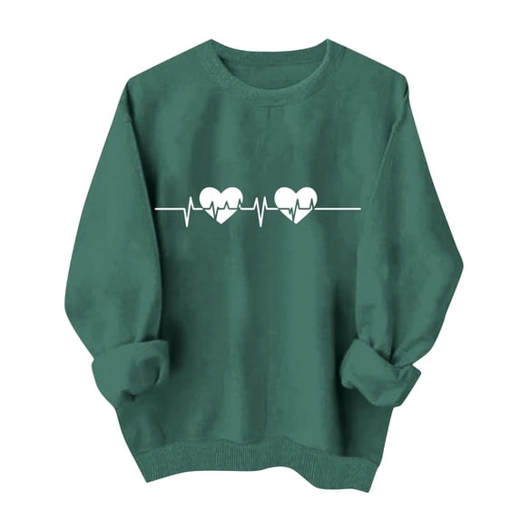 zbxnLI Womens Spring Sweatshirts Crew Neck Pullover Top Valentine's Day Tops Long Sleeve Sweatshirt Fashion Outfits