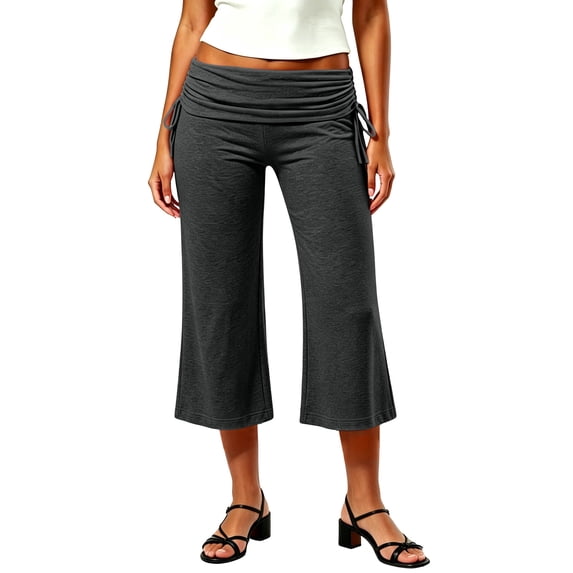 zbxnLI Womens Straight Leg Capris Comfy Drawstring Waist Capri Sweatpants Summer Athletic Gym Baggy Sweat Pants