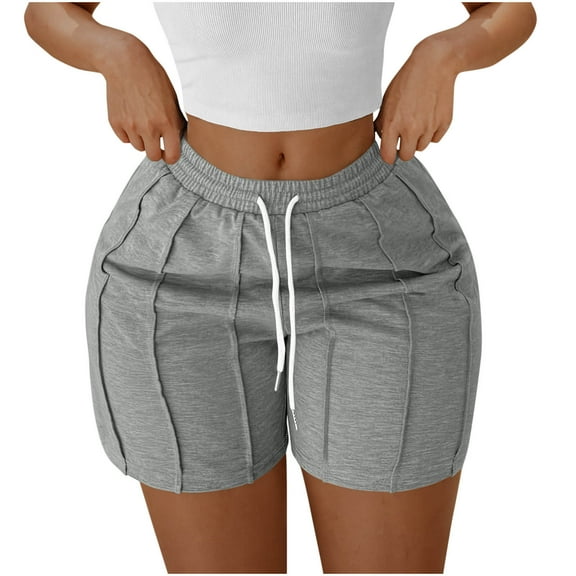 zbxnLI Womens Sweat Shorts Workout Running High Waist Drawstring Shorts Soft Casual Lounge Shorts for Women