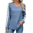 thumbnail image 1 of zbxnLI Womens Sweaters Lightweight Lace Long Sleeve V Neck Tunic Tops Wear Leggings Casual Blouses, 1 of 9