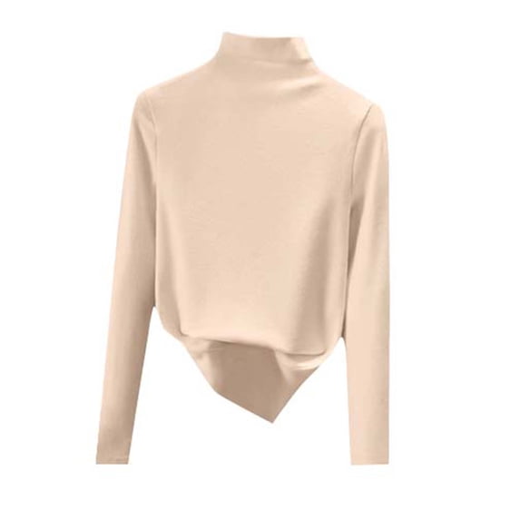 zbxnLI Womens Turtleneck Undershirts Tops Solid Color Long Sleeve Outfits Comfy Soft Fall Winter Pullover Shirts