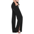 thumbnail image 1 of zbxnLI Womens Wide Leg Yoga Pants High Waist Side Split Flare Pants Casual Workout Track Pants with Pockets, 1 of 6