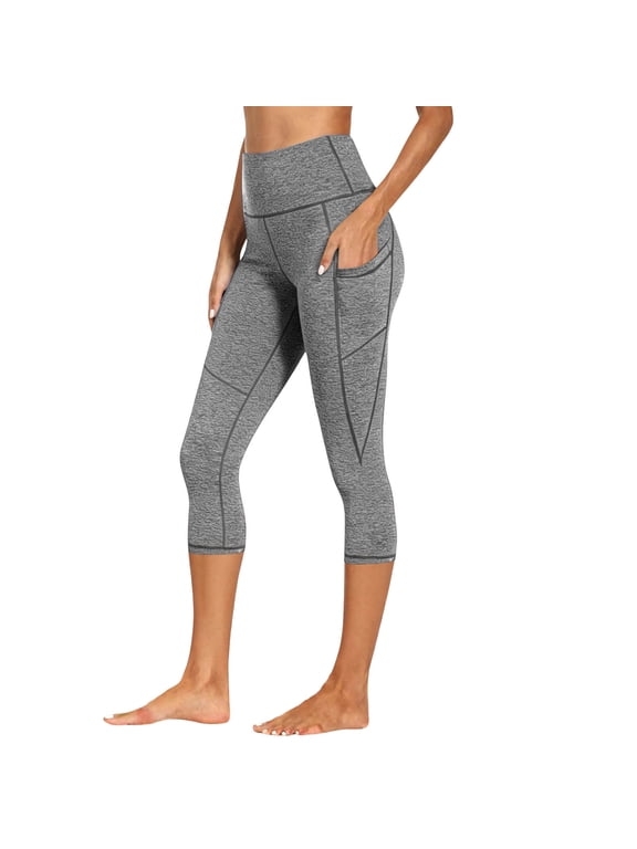Womens Yoga Capris Pants with Pockets Summer Soft Quick Dry Athletic Gym High Waist Leggings for Women