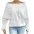 thumbnail image 1 of zbxnLI Womens off Shoulder Sweatshirts Going out Tops Long Sleeve Causal Pullover Sweatshirt with Drawstring, 1 of 6