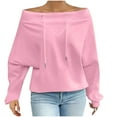thumbnail image 1 of zbxnLI Womens off Shoulder Sweatshirts Going out Tops Long Sleeve Causal Pullover Sweatshirt with Drawstring, 1 of 6