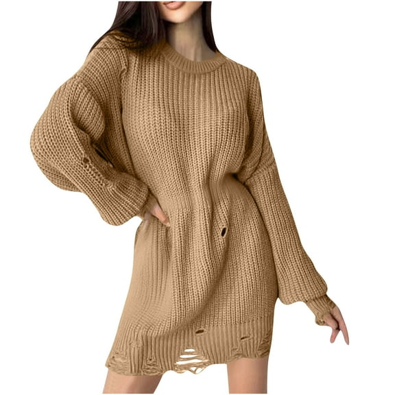 zbxnLI Womenss Sweaters Crew Neck Solid Color Sweater Long Sleeves Knit Shirts Fashion Tunic Tops Casual Pullover Trendy Top