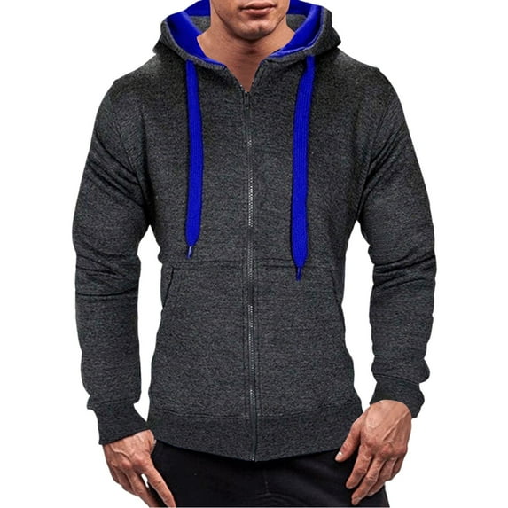 zbxnLI Zip up Hoodie for Men Athletic Jacket Hooded Drawstring Long Sleeve Zipper Sweatshirts with Pockets