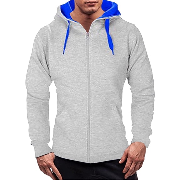 zbxnLI Zip up Hoodie for Men Athletic Jacket Hooded Drawstring Long Sleeve Zipper Sweatshirts with Pockets