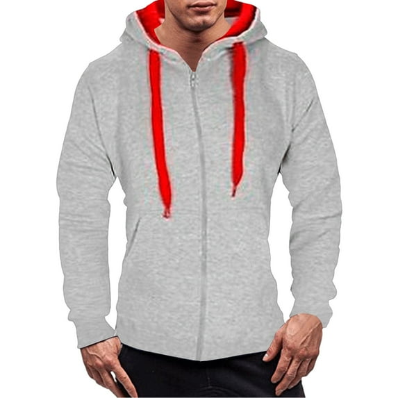zbxnLI Zip up Hoodie for Men Athletic Jacket Hooded Drawstring Long Sleeve Zipper Sweatshirts with Pockets