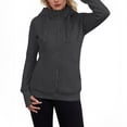 thumbnail image 1 of zbxnLI Zip up Hoodies for Women Turtleneck Sweatshirts Drawstring Hooded Casual Jackets Outerwear, 1 of 6