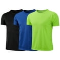 thumbnail image 1 of zdhoor Kids Boys 3 Pack Athletic Shirts Running Jogging Tops Training T Shirt Active Performance Tee Black&Royal Blue&Fluorescent Green 160/S, 1 of 3
