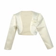 thumbnail image 1 of zdhoor Kids Girls Long Sleeves Bolero Jacket Shrug Short Cardigan Sweater Wedding Prom Dress Cover Up Beige 90, 1 of 6
