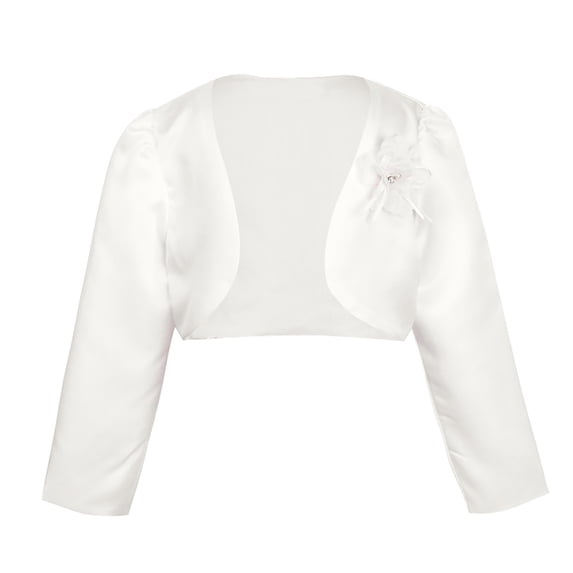zdhoor Kids Girls Long Sleeves Bolero Jacket Shrug Short Cardigan Sweater Wedding Prom Dress Cover Up Ivory 150