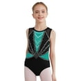 thumbnail image 1 of zdhoor Kids Girls Sleeveless Gymnastics Leotard Sparkly Dance Bodysuit Cross Back Shiny Stretchy Ballet Dancewear Green 10, 1 of 5