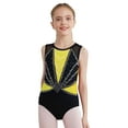 thumbnail image 1 of zdhoor Kids Girls Sleeveless Gymnastics Leotard Sparkly Dance Bodysuit Cross Back Shiny Stretchy Ballet Dancewear Yellow 8, 1 of 5