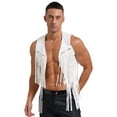 thumbnail image 1 of zdhoor Men's Cowgirl Costume Sleeveless Fringe Waistcoat Western Cowboy Tassel Vest Cosplay Outfits White M, 1 of 6