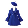 thumbnail image 1 of zdhoor Toddler Girls Wool Blend Pea Coat Jacket Kids Winter Warm Windproof Outerwear with Beret Hat Royal Blue 120, 1 of 7