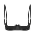 thumbnail image 1 of zdhoor Women's Satin Balconette Bra Demi Half Cup Push Up Underwire Bra Lingerie Shelf Bra Tops Black 4XL, 1 of 5