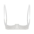 thumbnail image 1 of zdhoor Women's Satin Balconette Bra Demi Half Cup Push Up Underwire Bra Lingerie Shelf Bra Tops White L, 1 of 5