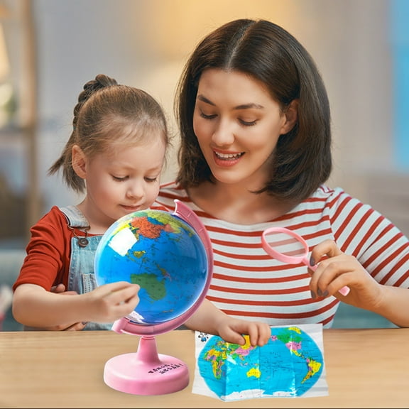 Kids Science Education Toy, 3D Rotating Globe With Light, Geography Learning Tool, Interactive Enlightenment Teaching Aid, Night Light Decor, STEM Gift For Children Age 3+