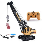 zdtodz RC Truck Crawler Tower Crane Hoist Dragline Die-cast Model,Lifiting Cable Remote Control Excavator Tractor Digging Engineering Toy Construction Vehicle