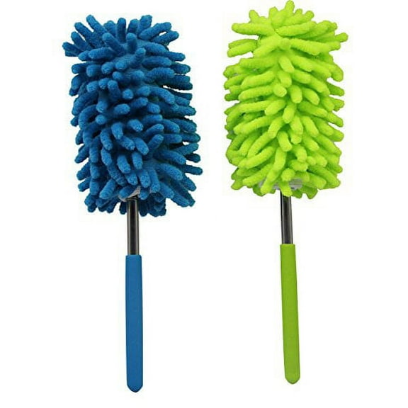 zdyCGTime Extendable Microfiber Hand Dusters Washable Dusting Brush with Telescoping Pole for Cleaning Car, Computer, Air Conditioning, TV and Else 2Pack